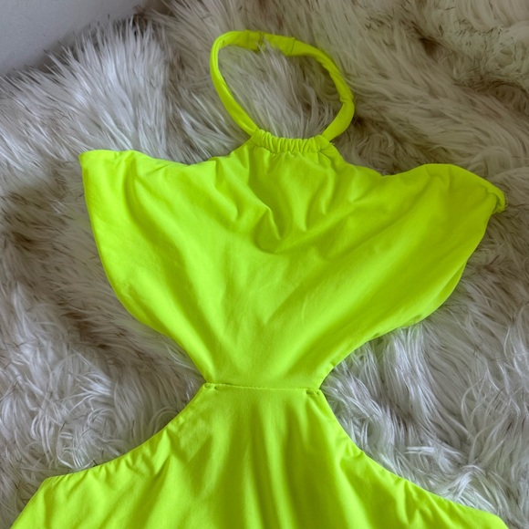 NWOT Skims Neon Green Highlighter Cutout Halter Bodycon Mini Dress | Small - Picture 7 of 8